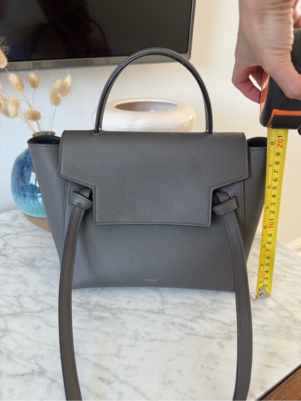 Celine Gray Leather Nano Belt Bag with Gold Hardware - Picture 7 of 8
